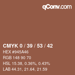 カラーコード: CMYK 0 / 39 / 53 / 42 | qconv.com