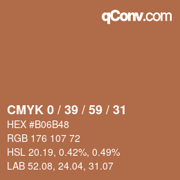 颜色代码: CMYK 0 / 39 / 59 / 31 | qconv.com