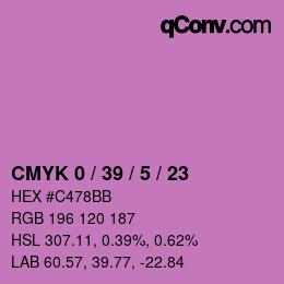 カラーコード: CMYK 0 / 39 / 5 / 23 | qconv.com
