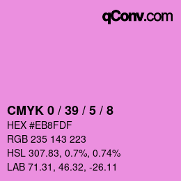 カラーコード: CMYK 0 / 39 / 5 / 8 | qconv.com