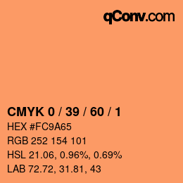 カラーコード: CMYK 0 / 39 / 60 / 1 | qconv.com