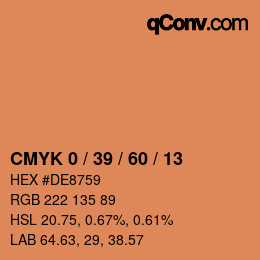 カラーコード: CMYK 0 / 39 / 60 / 13 | qconv.com
