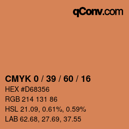 カラーコード: CMYK 0 / 39 / 60 / 16 | qconv.com