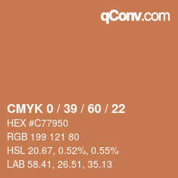 カラーコード: CMYK 0 / 39 / 60 / 22 | qconv.com