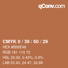 カラーコード: CMYK 0 / 39 / 60 / 29 | qconv.com