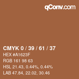 カラーコード: CMYK 0 / 39 / 61 / 37 | qconv.com