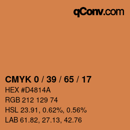 カラーコード: CMYK 0 / 39 / 65 / 17 | qconv.com