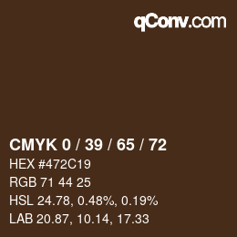カラーコード: CMYK 0 / 39 / 65 / 72 | qconv.com