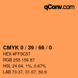 カラーコード: CMYK 0 / 39 / 66 / 0 | qconv.com