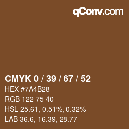 Farbcode: CMYK 0 / 39 / 67 / 52 | qconv.com