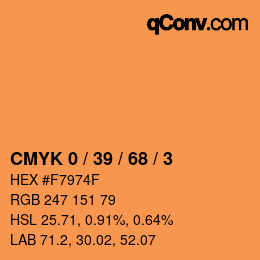 颜色代码: CMYK 0 / 39 / 68 / 3 | qconv.com