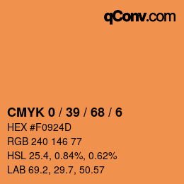 カラーコード: CMYK 0 / 39 / 68 / 6 | qconv.com