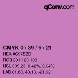 カラーコード: CMYK 0 / 39 / 6 / 21 | qconv.com