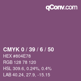 カラーコード: CMYK 0 / 39 / 6 / 50 | qconv.com