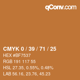 Color code: CMYK 0 / 39 / 71 / 25 | qconv.com
