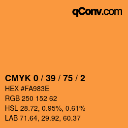 カラーコード: CMYK 0 / 39 / 75 / 2 | qconv.com