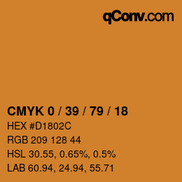 颜色代码: CMYK 0 / 39 / 79 / 18 | qconv.com