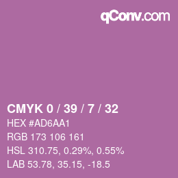 カラーコード: CMYK 0 / 39 / 7 / 32 | qconv.com