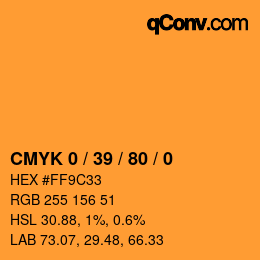 カラーコード: CMYK 0 / 39 / 80 / 0 | qconv.com