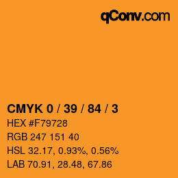カラーコード: CMYK 0 / 39 / 84 / 3 | qconv.com