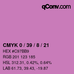 カラーコード: CMYK 0 / 39 / 8 / 21 | qconv.com
