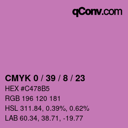 カラーコード: CMYK 0 / 39 / 8 / 23 | qconv.com