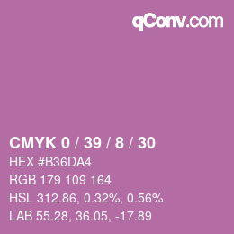 カラーコード: CMYK 0 / 39 / 8 / 30 | qconv.com