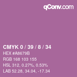 カラーコード: CMYK 0 / 39 / 8 / 34 | qconv.com
