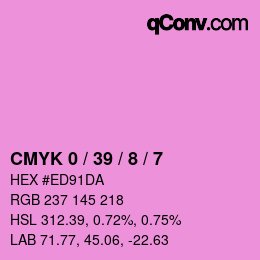 カラーコード: CMYK 0 / 39 / 8 / 7 | qconv.com