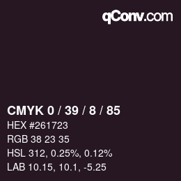 カラーコード: CMYK 0 / 39 / 8 / 85 | qconv.com