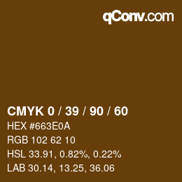 カラーコード: CMYK 0 / 39 / 90 / 60 | qconv.com