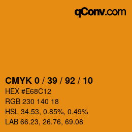 颜色代码: CMYK 0 / 39 / 92 / 10 | qconv.com