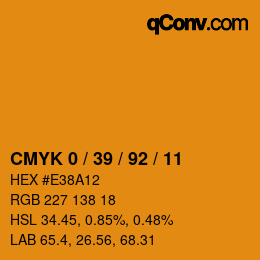 颜色代码: CMYK 0 / 39 / 92 / 11 | qconv.com