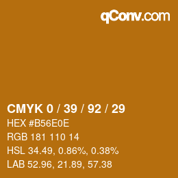 カラーコード: CMYK 0 / 39 / 92 / 29 | qconv.com