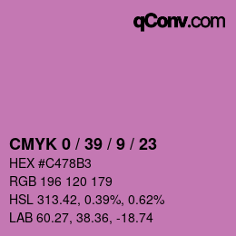 カラーコード: CMYK 0 / 39 / 9 / 23 | qconv.com