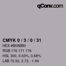 Color code: CMYK 0 / 3 / 0 / 31 | qconv.com