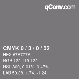 Color code: CMYK 0 / 3 / 0 / 52 | qconv.com