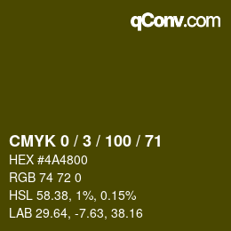 Color code: CMYK 0 / 3 / 100 / 71 | qconv.com
