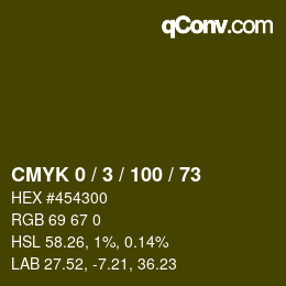 カラーコード: CMYK 0 / 3 / 100 / 73 | qconv.com
