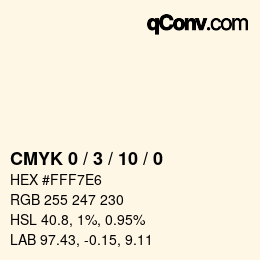 颜色代码: CMYK 0 / 3 / 10 / 0 | qconv.com
