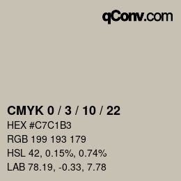 カラーコード: CMYK 0 / 3 / 10 / 22 | qconv.com