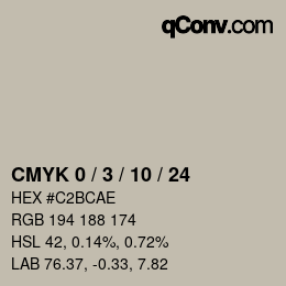 颜色代码: CMYK 0 / 3 / 10 / 24 | qconv.com
