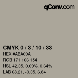 カラーコード: CMYK 0 / 3 / 10 / 33 | qconv.com