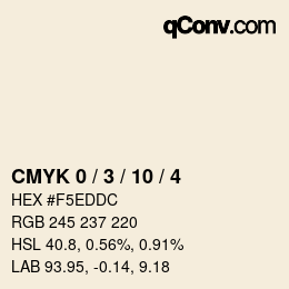 颜色代码: CMYK 0 / 3 / 10 / 4 | qconv.com