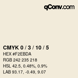 颜色代码: CMYK 0 / 3 / 10 / 5 | qconv.com