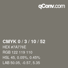 Color code: CMYK 0 / 3 / 10 / 52 | qconv.com