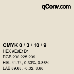 颜色代码: CMYK 0 / 3 / 10 / 9 | qconv.com