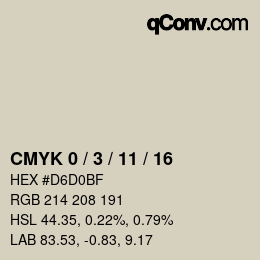 Code couleur: CMYK 0 / 3 / 11 / 16 | qconv.com