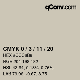 カラーコード: CMYK 0 / 3 / 11 / 20 | qconv.com