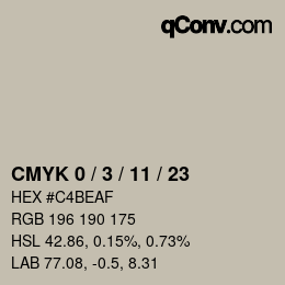 颜色代码: CMYK 0 / 3 / 11 / 23 | qconv.com